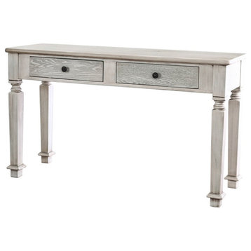 Furniture of America Vera Rustic Wood 2-Drawer Console Table in Antique White