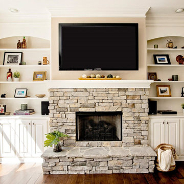 Cream + Green // Rustic Living Room + Foyer Design in Apex NC