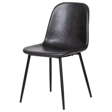 Norwich Dining Chairs, Set of 2, Black Leather