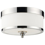 Z-LITE - Z-LITE 307F-CH 3 Light Flush Mount - Z-LITE 307F-CH 3 Light Flush Mount, ChromeFor a cutting edge modern fixture, look no further than this flush mount. A milk white shade is complimented with chrome bands, and accented with a modern styled finial. This flush mount is sure to be great addition to any contemporary space.Collection: CosmopolitanFrame Finish: ChromeFrame Material: SteelShade Finish/Color: Matte OpalShade Material: GlassDimension(in): 13(W) x 8(H)Bulb: (3)60W Medium base,Dimmable(Not Included)UL Classification/Application: CUL/cETLu/Dry