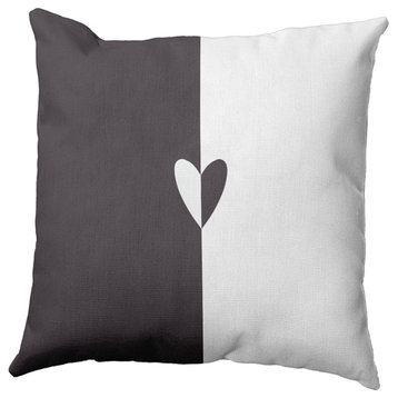 Modern Heart Decorative Throw Pillow, Dark Gray, 26"x 26"