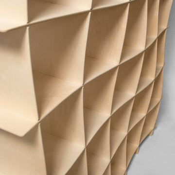 Baltic Birch Wave Mid Century Bookcase