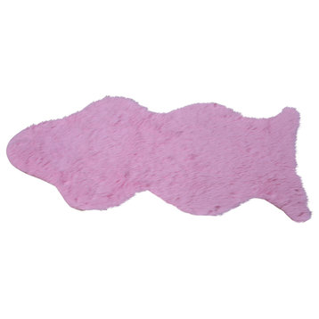 Pink Glitter Faux Fur Rug With Slip Stopping Pad, 30"x47"