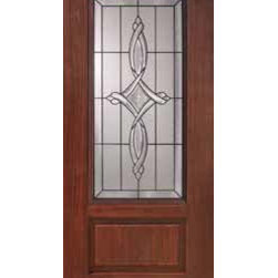 Front Single Door 80 Fiberglass Marsais 1 Panel 3/4 Lite Glass - Front Doors