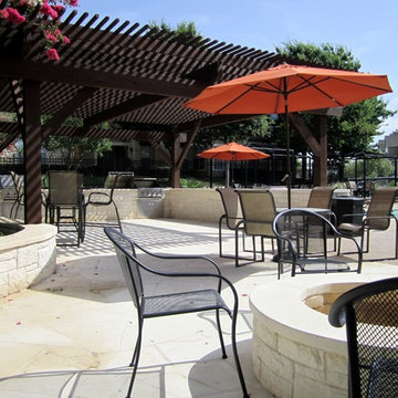 Outdoor BBQ, Pergola, Fire Pit & Deck for Apartment Complex