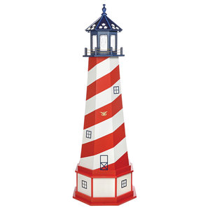 Wood Garden Lighthouse Patriotic Cape Hatteras Style Amish Handcrafted Beach Style Garden Statues And Yard Art By Country Living Primitives Llc Houzz