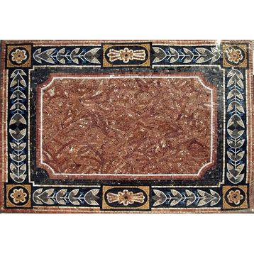 Elegant Design Floral Floor Mosaic Rug, 35"x47"