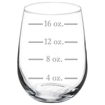 Wine Glass Goblet Measuring Cup Ounces, 17 Oz Stemless