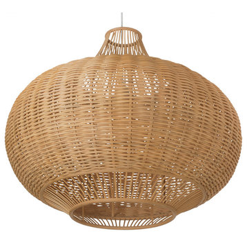 Handwoven Wicker Pear Shaped Pendant Lamp, Extra Large