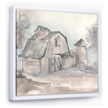 Designart Farmhouse Barn Gray V Modern Farmhouse Canvas Art, White, 30x30
