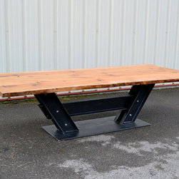 Live Edge Sycamore Conference Table With I Beam Base - Table Tops And Bases