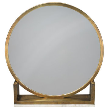 Odyssey Metal Standing Mirror, Antique Brass