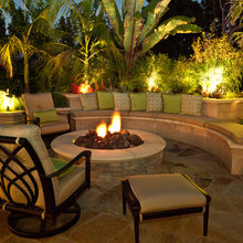 bench with firepit
