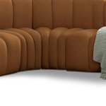 Meridian Furniture - Arc Velvet Upholstered 8-Pc. S-Shaped Modular Sectional, Saddle - Give your living room or den the perfect blend of style and versatility with this Arc velvet fabric curved modular Sectional. Part of the Arc modular furniture collection, this Sectional comes upholstered in rich saddle velvet fabric and features deep channel tufting that adds a touch of luxury while enhancing comfort and support. A seamless combination of form and function, this chair can be used with other Arc pieces to create a myriad of configurations in your well-curated room.