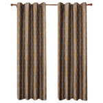 Royal Tradition - Savanna Jacquard Grommet Curtains, Set of 2, Gold, 104"x96" - Decorate your windows with this vivid Savanna Inspired Jacquard Curtain Panels With Top Grommets. With a geometric pattern available in several tones, This jacquard panel is perfect for adding a little panache and privacy to a room and Perks up any living area.