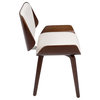 Santi Mid-Century Dining Chairs With White Fabric, Cherry, Set of 2