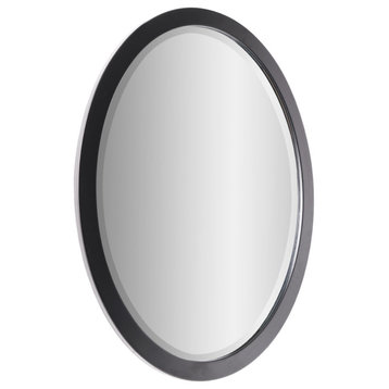 Head West Classic Black Oval Metal Framed Beveled Vanity Mirror - 23" x 29"