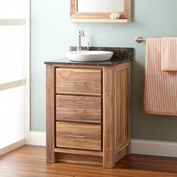 24" VENICA TEAK VANITY FOR SEMI-RECESSED SINK - WHITEWASH - Bathroom Vanities And Sink Consoles