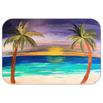 Mary Gifts By The Beach - Night Palms Plush Bath Mat, 20"x15" - Bath mats from my original art and designs. Super soft plush fabric with a non skid backing. Eco friendly water base dyes that will not fade or alter the texture of the fabric. Washable 100 % polyester and mold resistant. Great for the bath room or anywhere in the home. At 1/2 inch thick our mats are softer and more plush than the typical comfort mats.Your toes will love you.