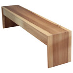 Monkwood - Minimalist Bench/Coffee Table In Suntanned Poplar - A very sleek and sturdy bench with waterfall edges created by using one continuous plank of poplar though out the design.