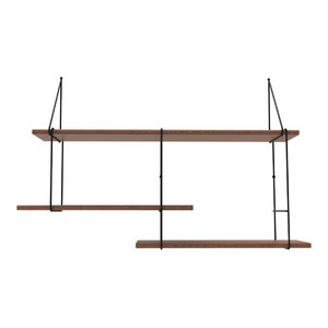 Link Shelving System Walnut And Black Midcentury Bookcases