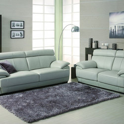 Bravo Light Grey Top Grain Leather Sofa Set - $4450.60 - Living Room Furniture Sets