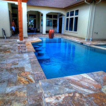 Rectangular Pool 3 - disappearing fountain and pergola