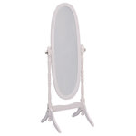 ORE International - 59.5"H White Finish Cheval Standing Mirror - 59.5"H White Finish Cheval Standing Mirror- Adjustable full length free standing cheval mirror stand has an Oval frame finished in a soft white tone, sleek lines, and a swivel feature to move the mirror around as you wish.