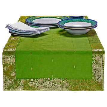 Forest Green - Hand Crafted Table Runner (India) - 14 X 70 Inches