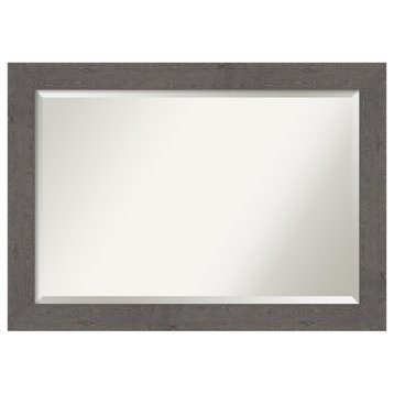 Rustic Plank Grey Beveled Wall Mirror - 41.5 x 29.5 in.