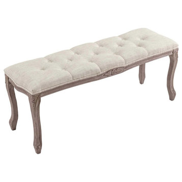 Giselle Beige Vintage French Upholstered Fabric Bench