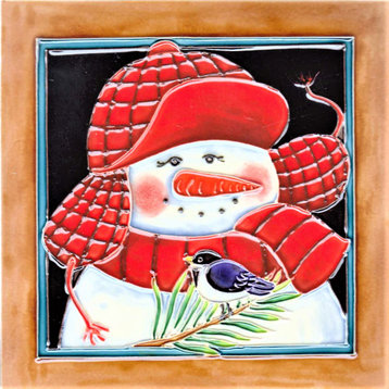 Snowman Wear Red Cap Tile