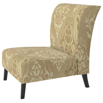 Gold Damask Chair, Slipper Chair
