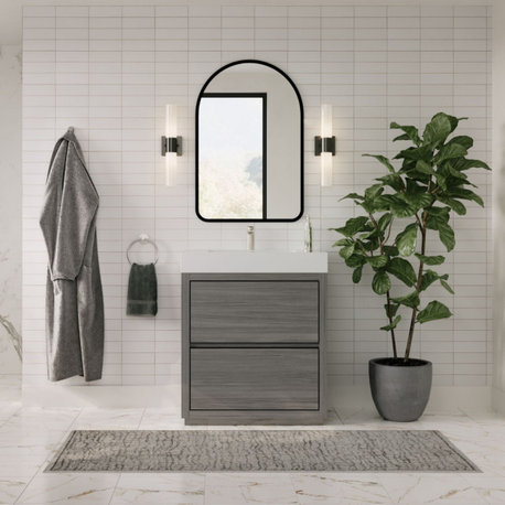Bliss Bath Vanity, Vulcan Ash Gray, 30", Single Sink, Freestanding
