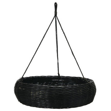 Hand-Woven Hanging Rattan Basket With Jute Rope Hanger