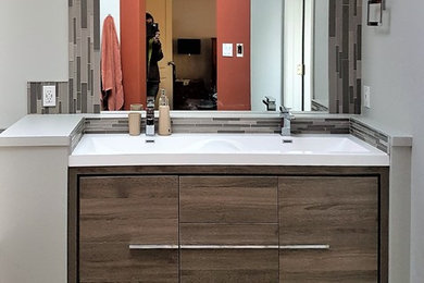 Inspiration for a mid-sized eclectic master bathroom remodel in Edmonton