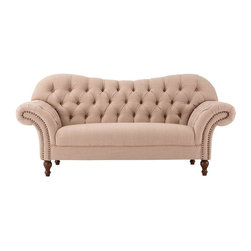 Arden Dark Beige Linen Loveseat - Loveseats