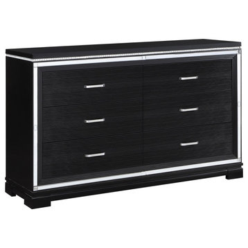 Cappola Rectangular 6-Drawer Dresser Silver and Black