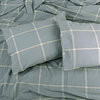 Windowpane Washed Cotton Duvet Cover Set, Blue, Queen, 92"x90"