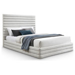 Meridian Furniture - Maxwell Linen Textured Fabric Upholstered Bed, Cream, Queen - Transform your bedroom into a welcoming sanctuary for blissful sleep with this Maxwell cream linen textured fabric queen bed. Its rich cream heathered weave linen textured fabric, adorned with deep channel tufting, exudes luxurious comfort. The contemporary design features an extra-tall headboard, offering both style and support. Perfect for creating a cozy retreat, this bed combines elegance with functionality, promising nights of restful sleep and mornings of rejuvenation in a setting that radiates modern sophistication.