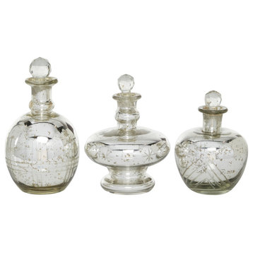 Vintage Silver Glass Decorative Jars Set 82778