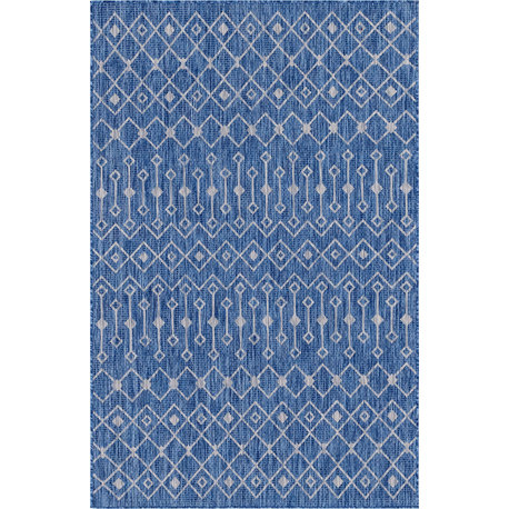 Unique Loom Blue Tribal Trellis Outdoor 6' x 9' Area Rug