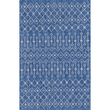 Rug Unique Loom Outdoor Trellis Blue Rectangular 6' 0 x 9' 0