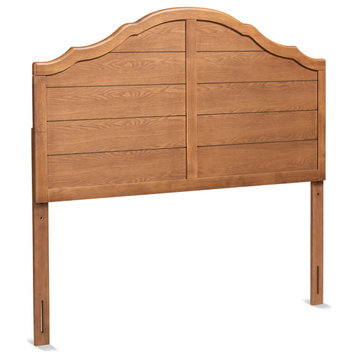 Classic Headboard, Arched Ash Brown Rubberwood Frame With Scalloped Edges, King