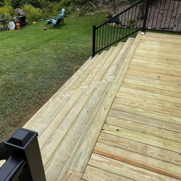 Large pressure treated wood deck