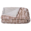 Raccoon Faux Fur Throw Blanket With 2 Pillows, Taupe, 60"x80"