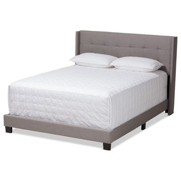 Baxton Studio Lisette Fabric Tufted King Bed in Grey