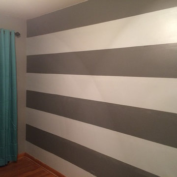 Custom Painted Bedroom Wall | Stripes