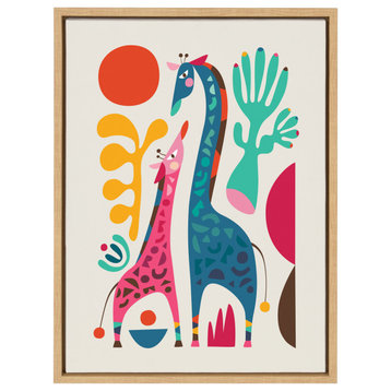 Sylvie Giraffe Love Framed Canvas by Rachel Lee, Natural 18x24