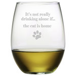 Susquehanna Glass - "If the Cat is Home" Stemless Wine Glasses, Set of 4 - Enjoy your next night in cuddled up to your kitty and a glass of wine served in one of these "If the Cat is Home" Stemless Wine Glasses. This set of glassware is purrfect for any feline-loving individual, with a sly expression and playful paw print etched into the surfaces.